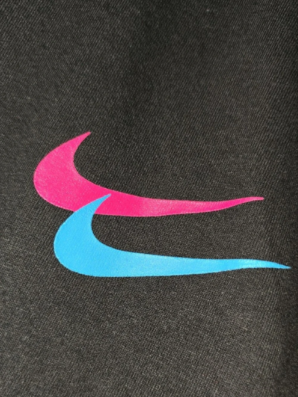 Nike Black T-Shirt with Pink & Blue Swooshes and Color-Block Sleeves - Picture 6 of 7